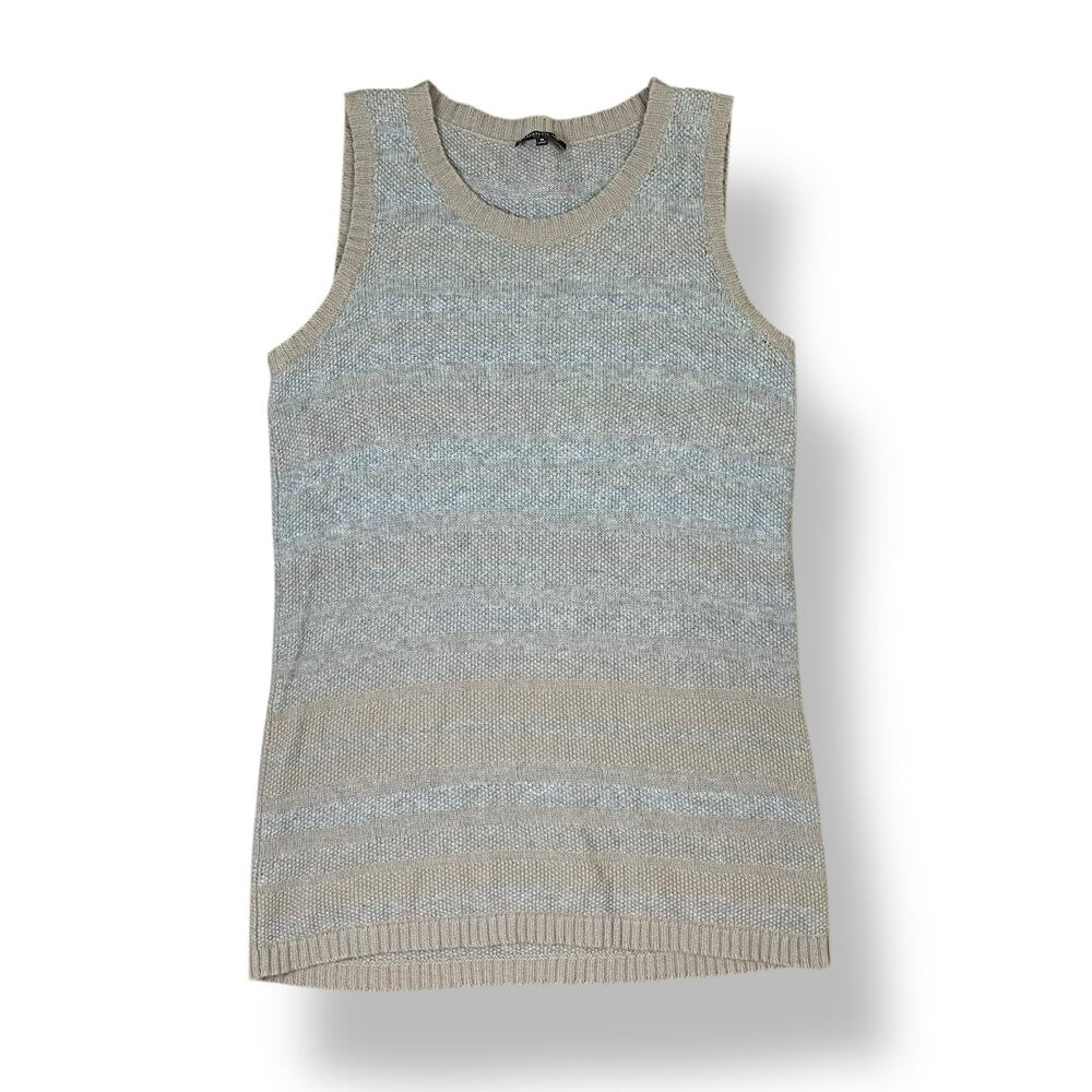 Lafayette 148 New York Striped Wool Tank Top Womens Size M Brown Gray